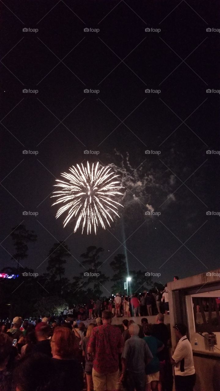 Firework show on Independence Day at Miller Outdoor Theater in Houston Texas!