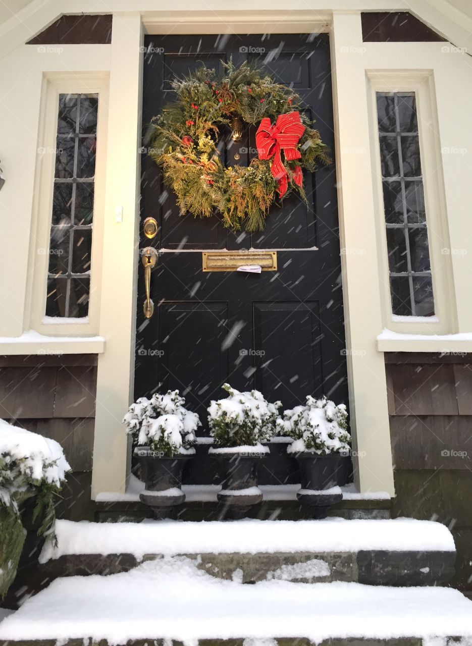 Front door in the snow