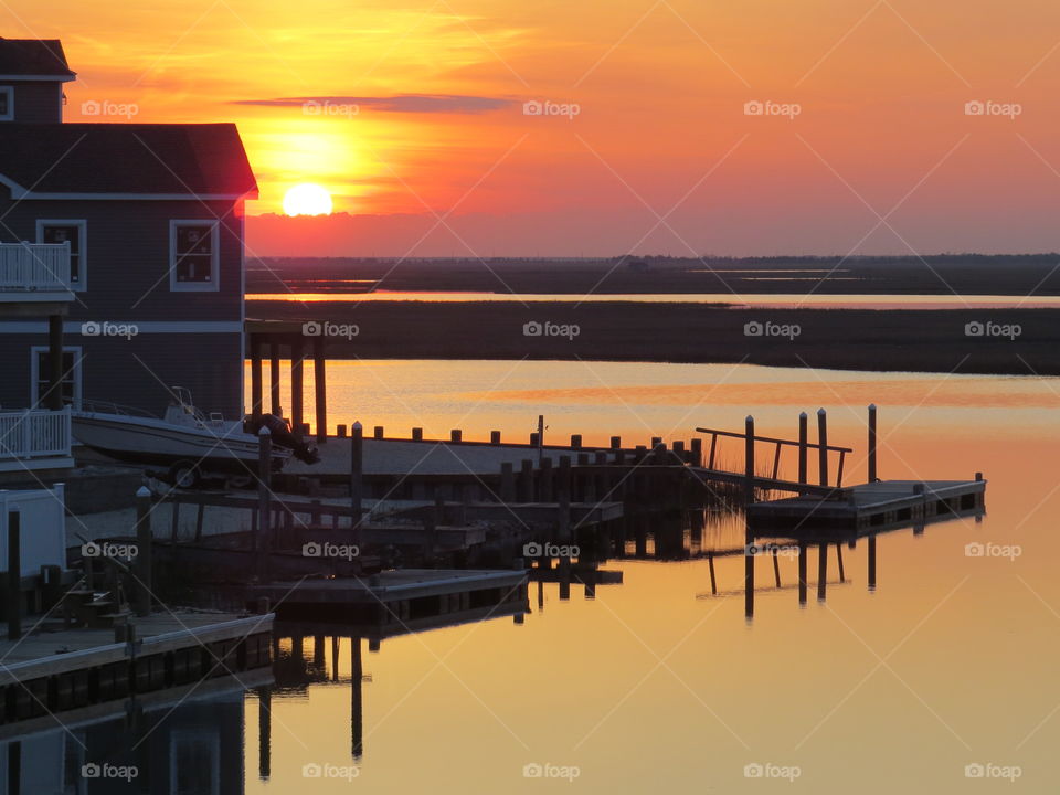 Sunset over dock