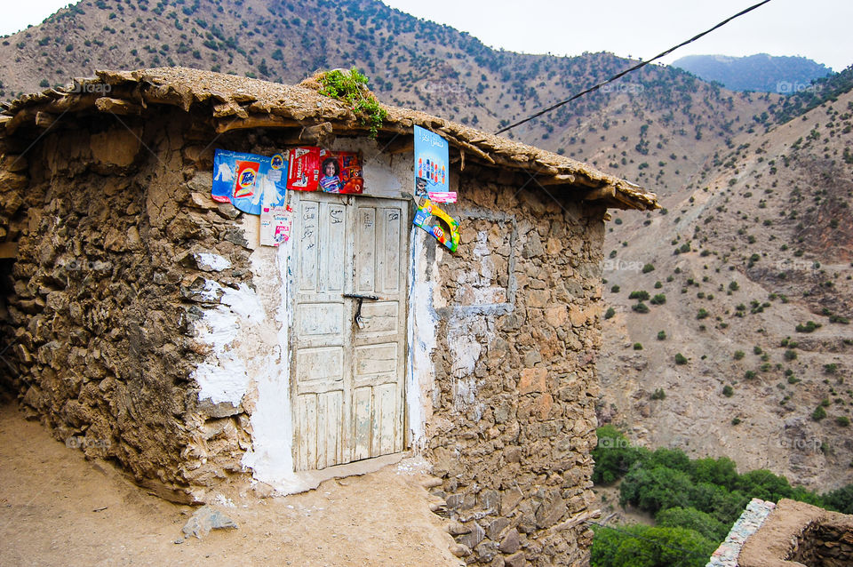 Abandoned shop. In the middle of the High Atlas mountains