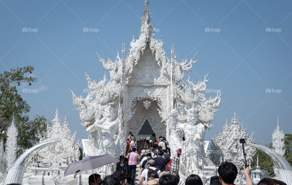 Chiang/Thailand:February 16 2019-White Temple or Wat Rong Khun