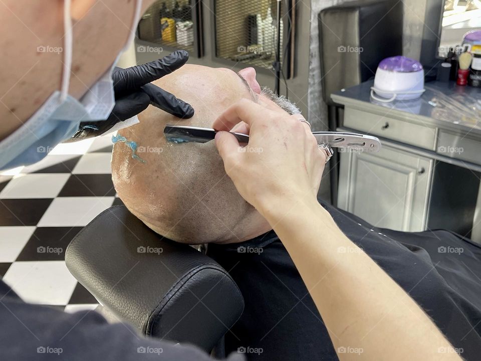 Barbershop, head shaving 