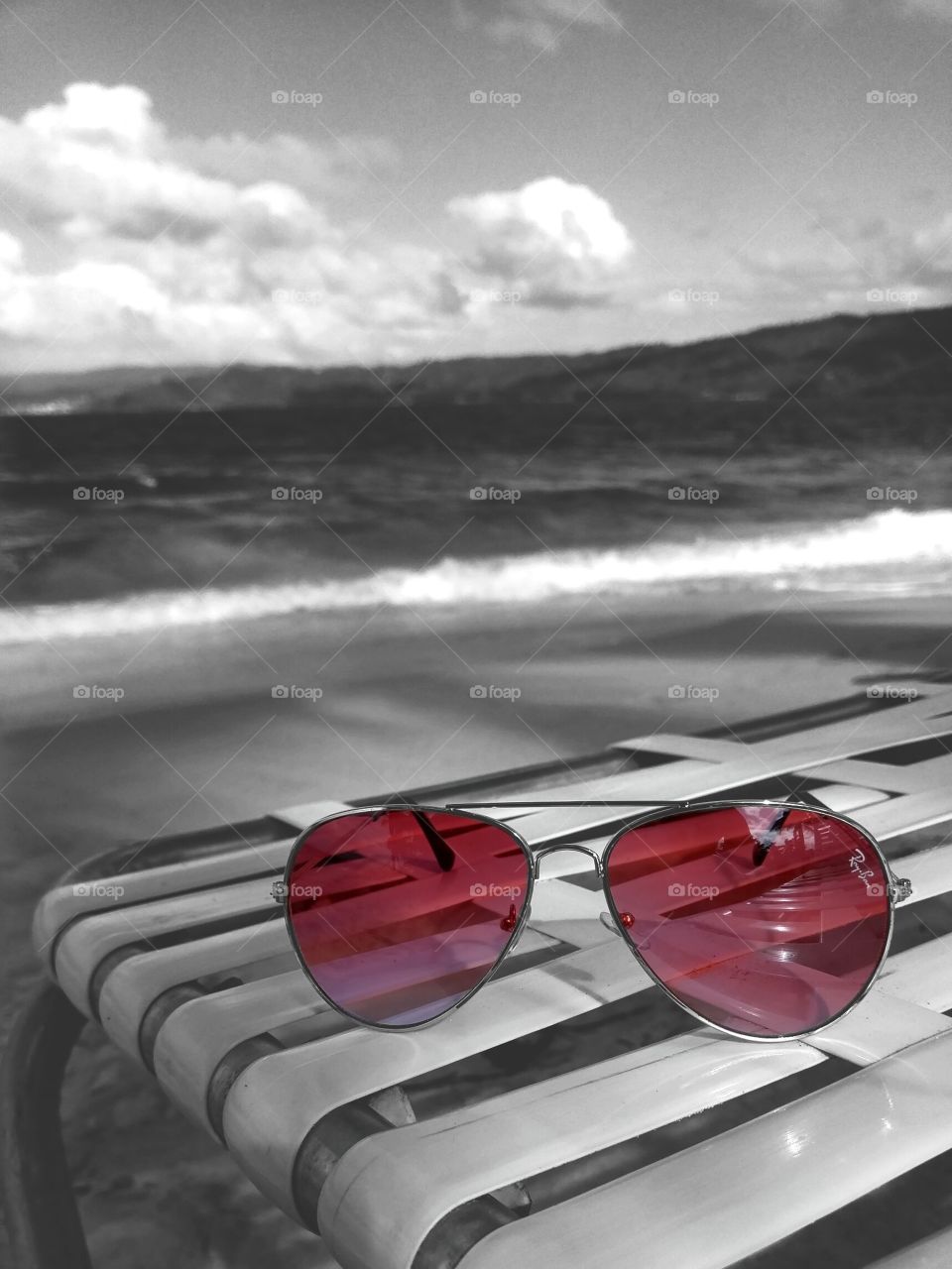 rose shades on the beach