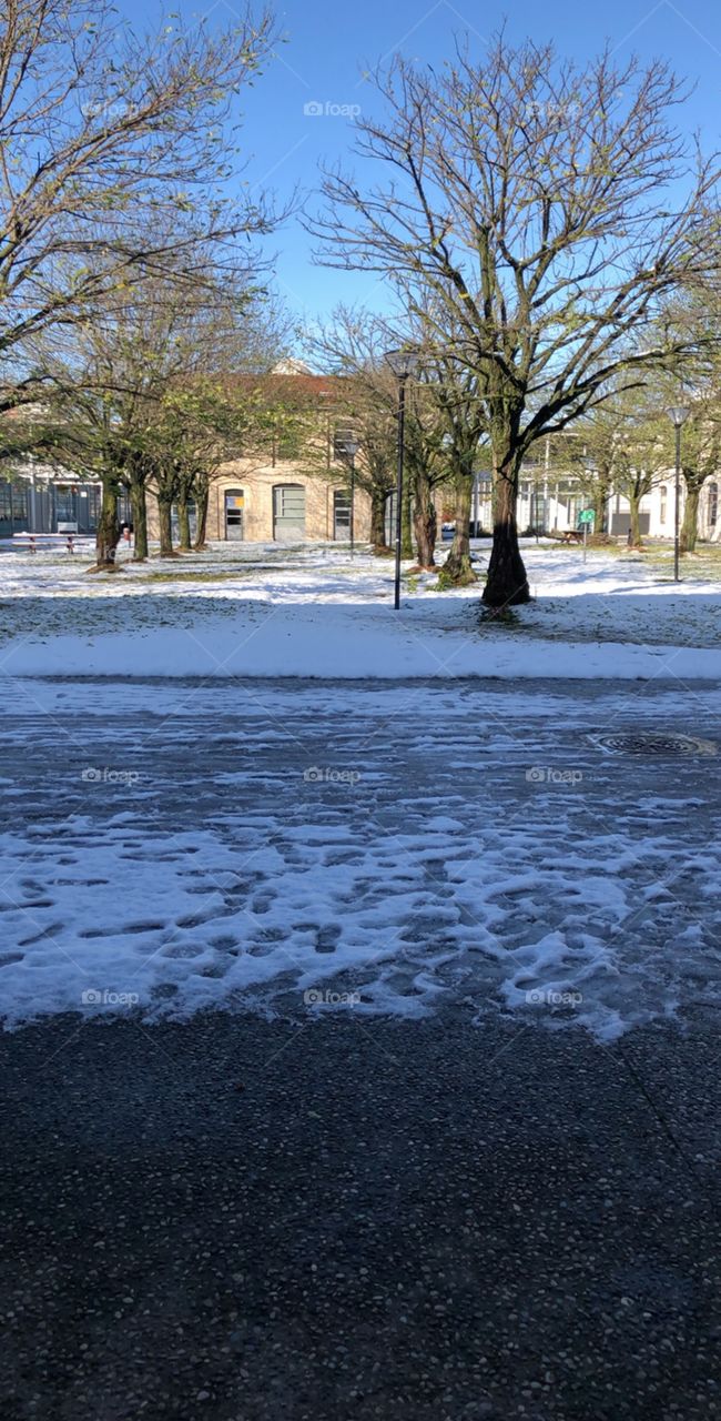 School place under snow