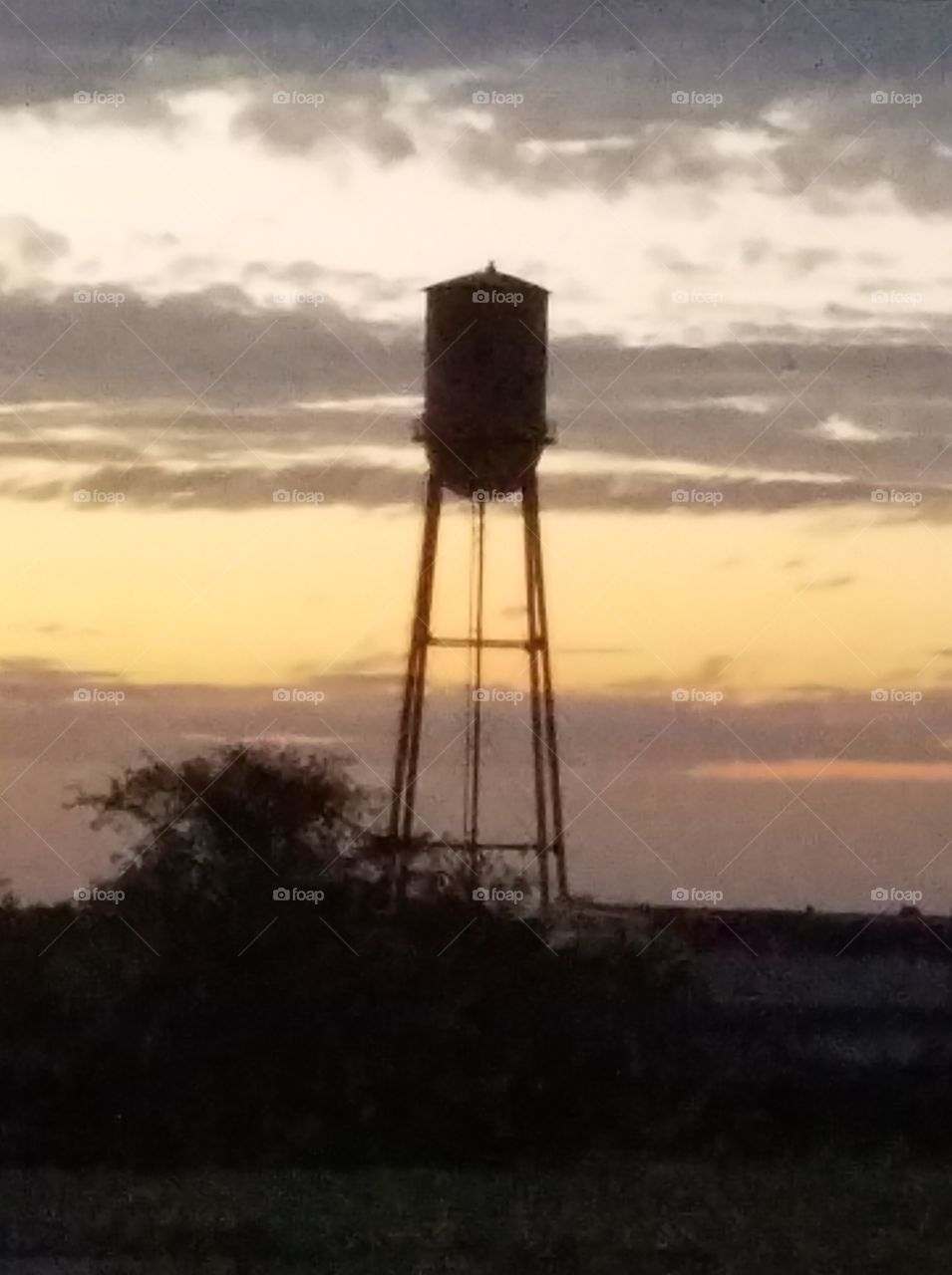 water tower sunset