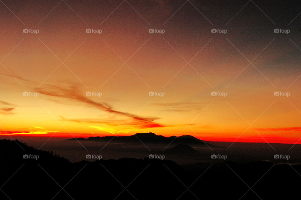 Sunrise in Bromo mounta in Indonesia