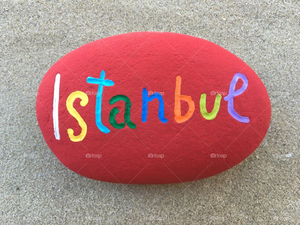 Istanbul, Turkey capital name carved on a stone