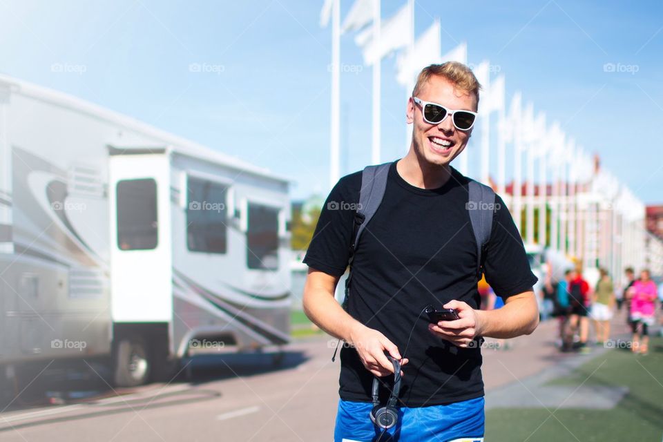 Happy man in sunglasses