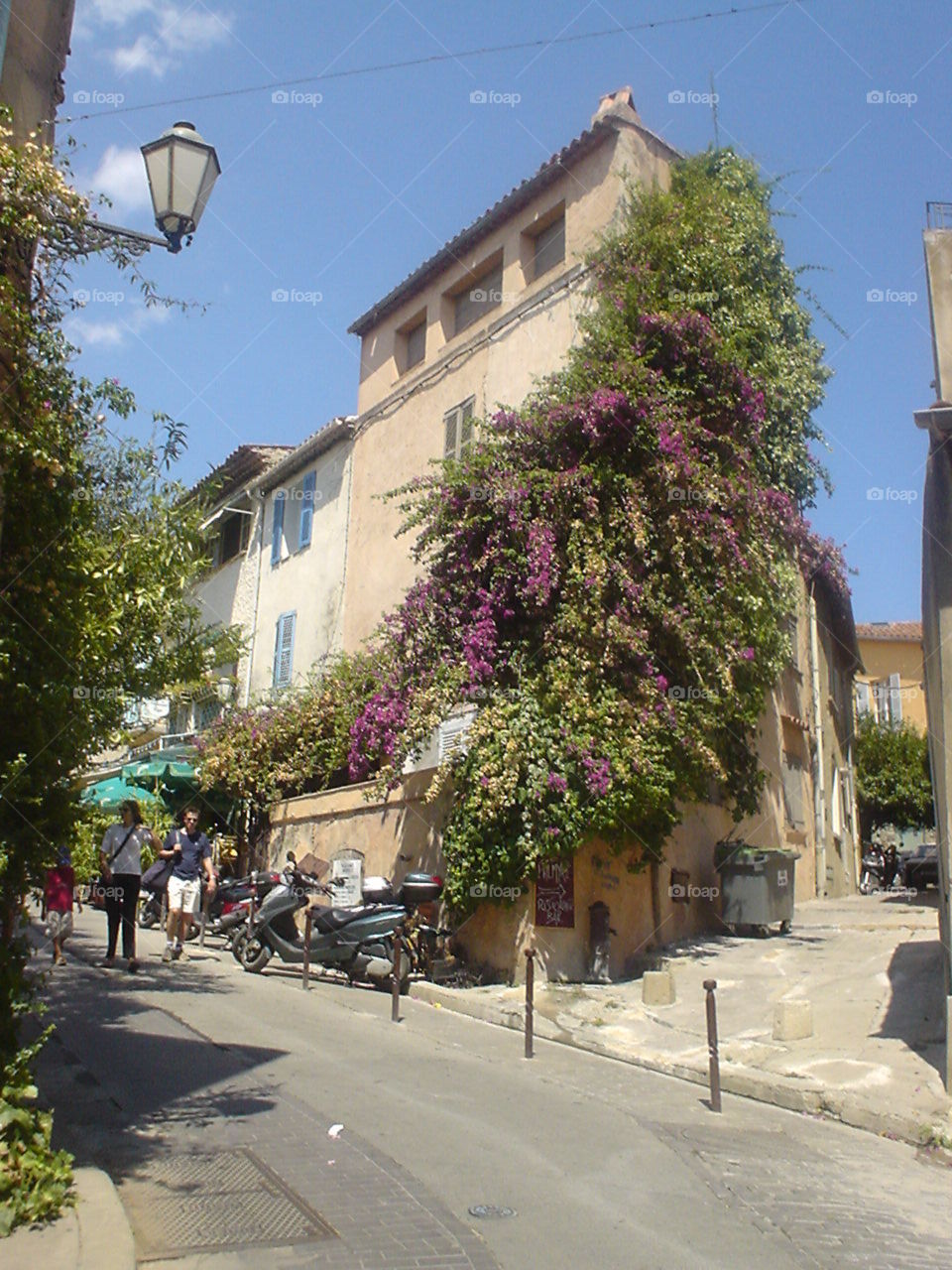 Nature becoming one with architecture. Tiny Mediterranean streets, beautiful blue skies, warm summer sea breeze.