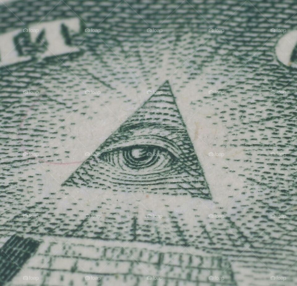 All Seeing Eye . Closeup of the eye on a dollar 