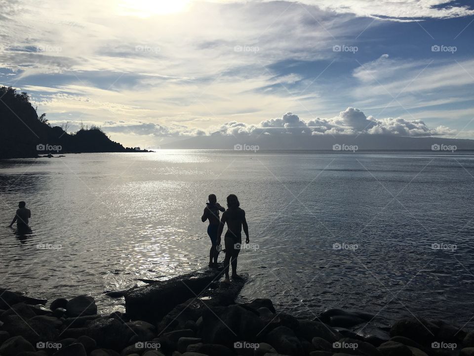 On the rocky beach