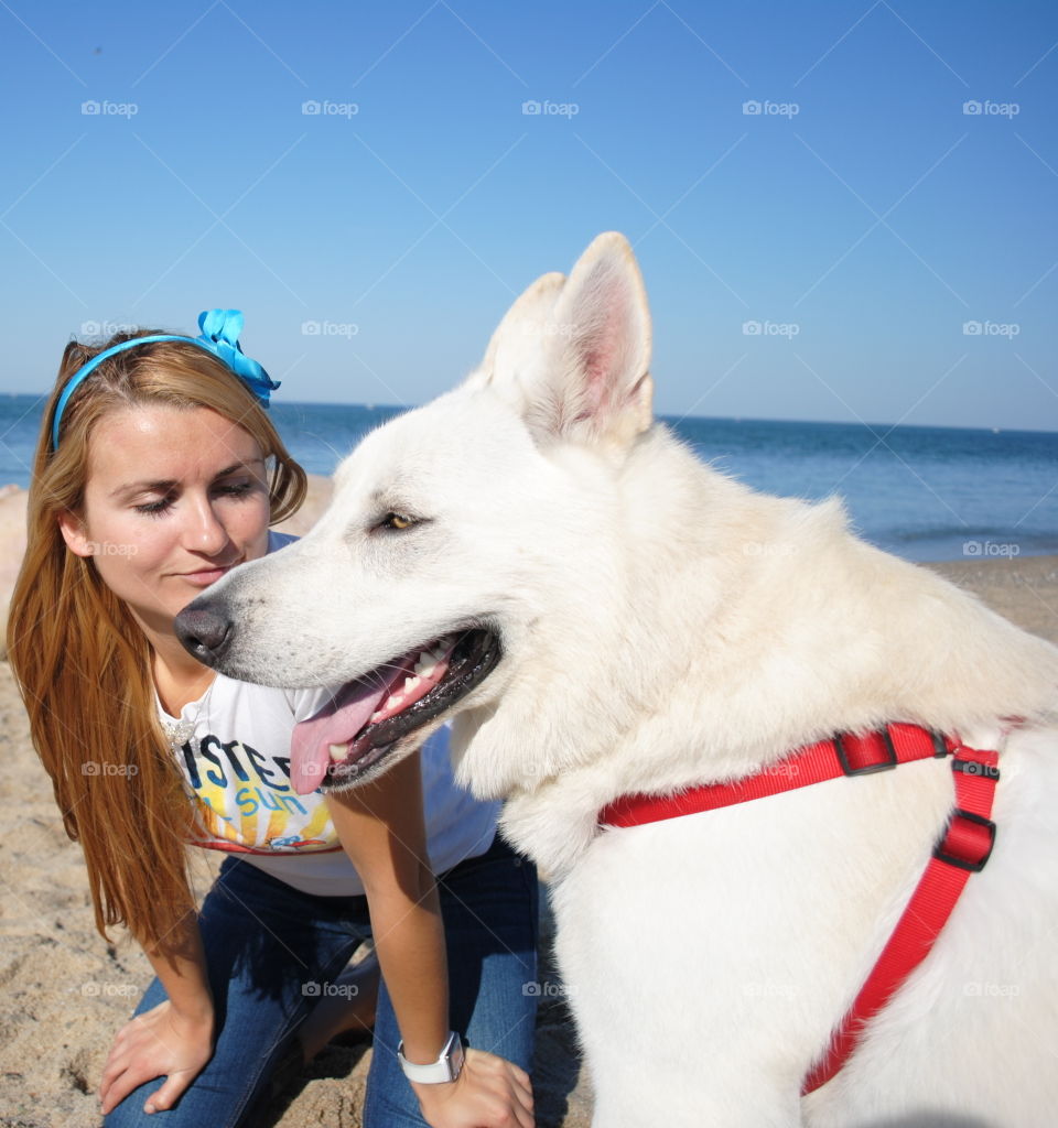 A dog and a girl