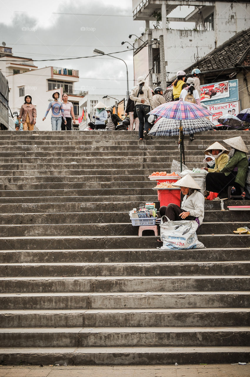 Street vendors in Da Lat