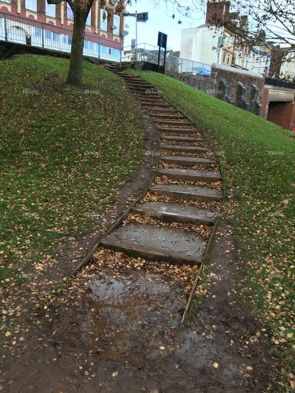 Steps into a city with a rather fab shape to them.