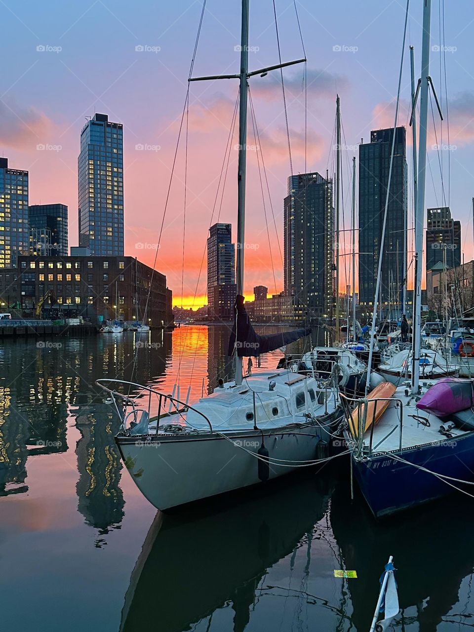 This photo of “Newtown Creek” by the “Pulaski Bridge” in LIC was taken standing outside on the front deck of “Salvation”, the “28 foot 1969 Luhrs” cabin cruiser that is home to myself and longtime partner “Timothy Trespas”. 2024. Hypnotic Productions