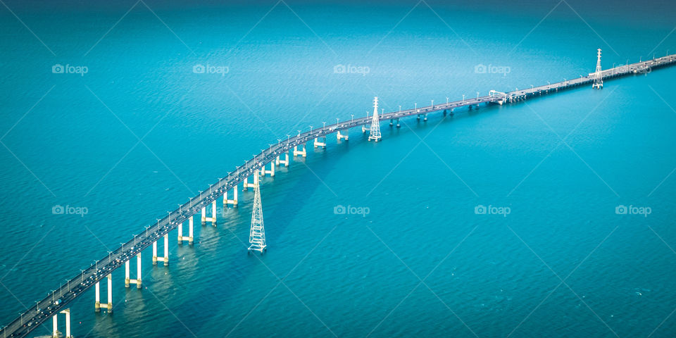 The San Mateo Bridge spanning the San Francisco Bay. 