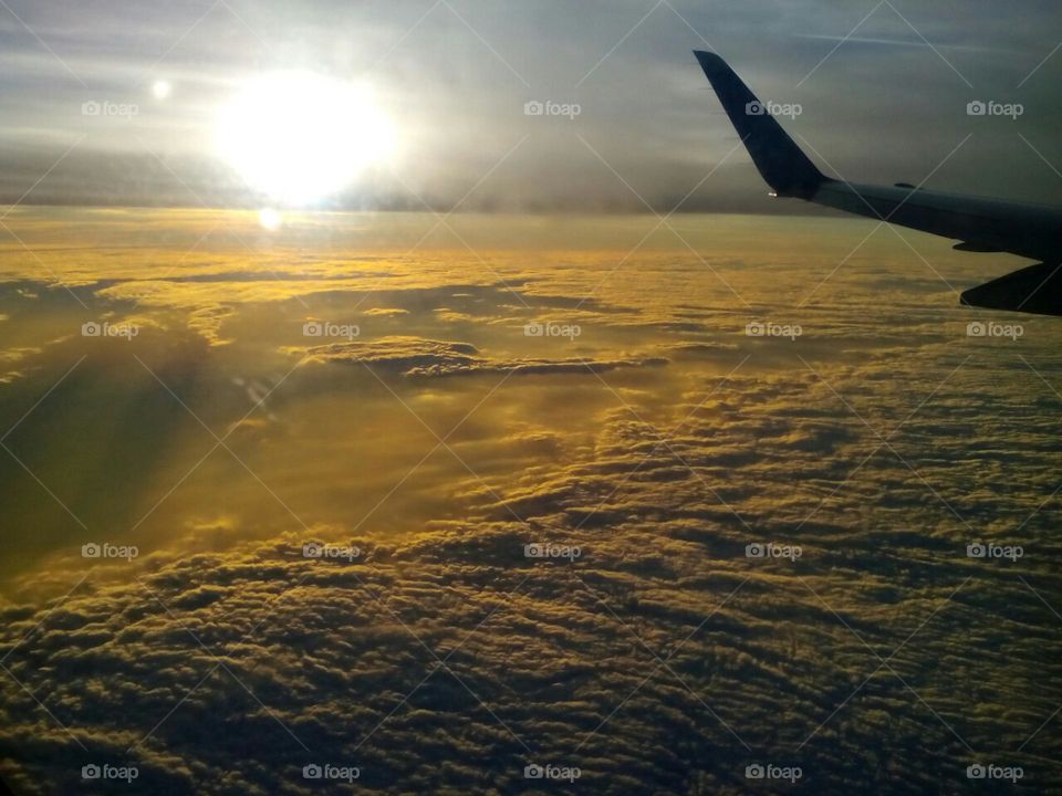 Flight above the clouds