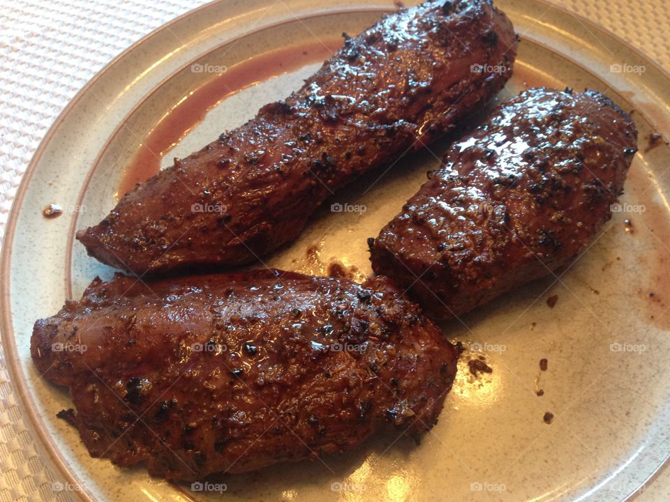 Cooked venison Steak. 