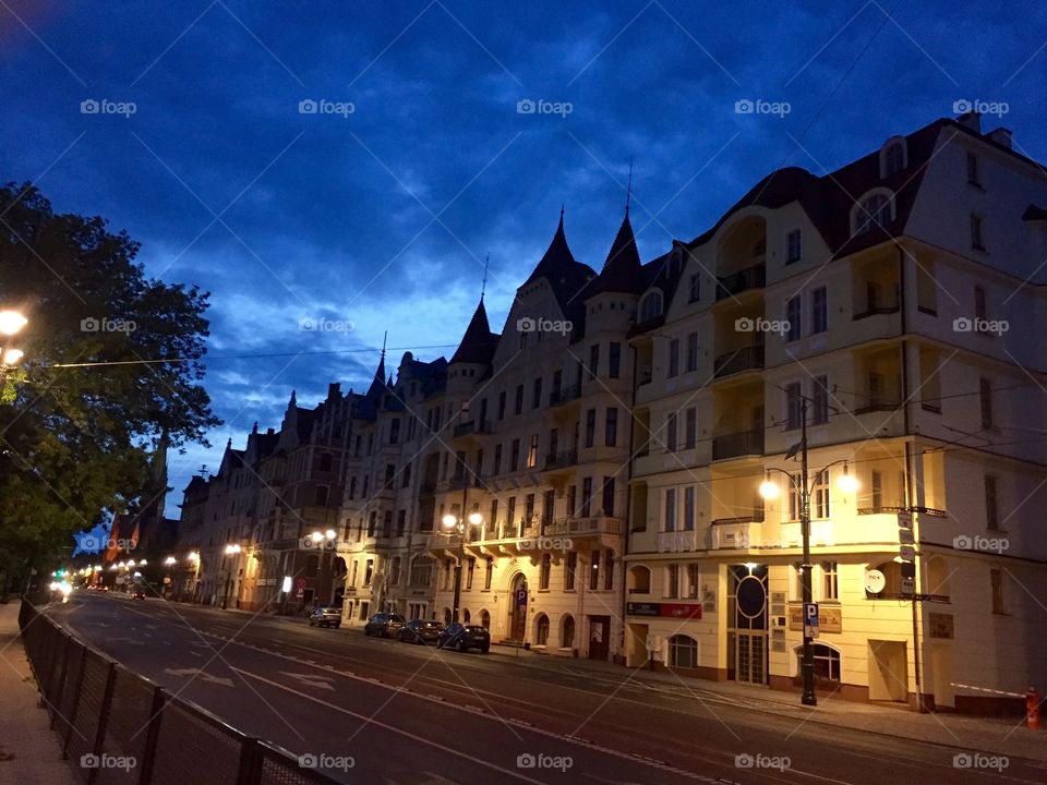 Twilight in Torun street