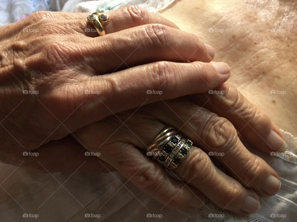 Women’s hands with rings