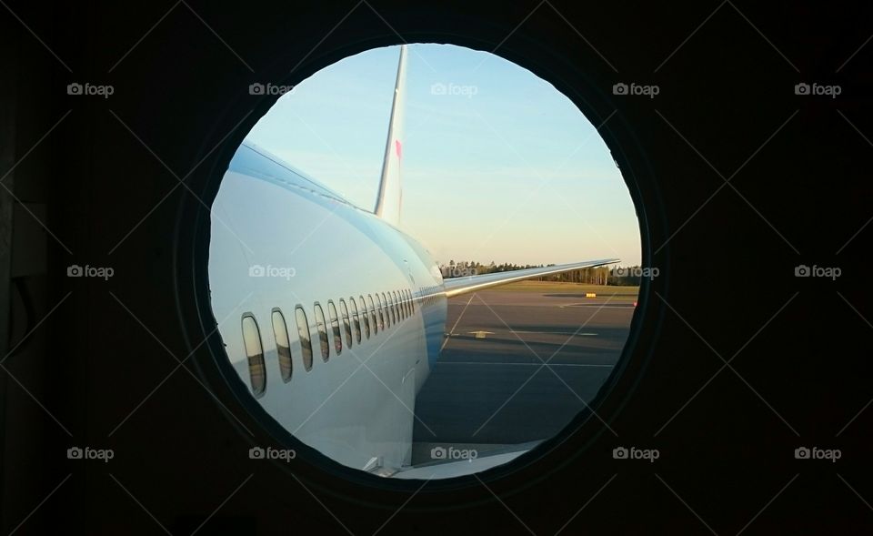 Airplane seen from a window