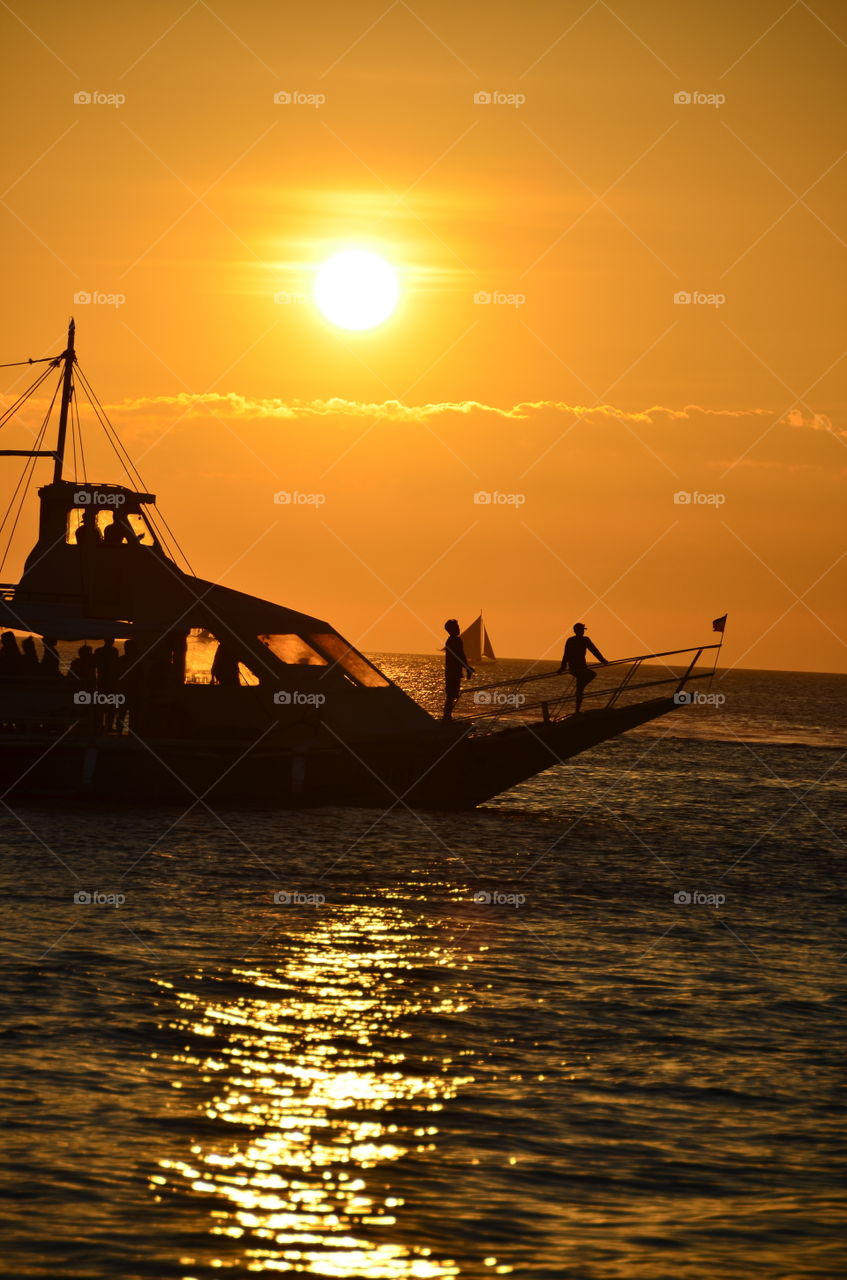 Sunset cruise during sunset in the Philippines