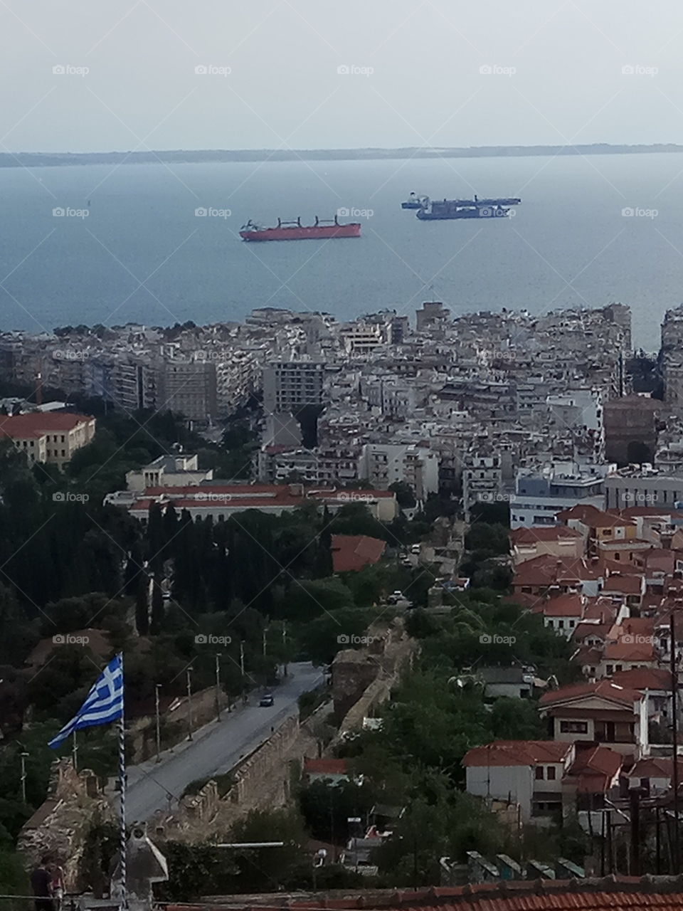 view over Thessaloniki,  white tower, harbour,  city