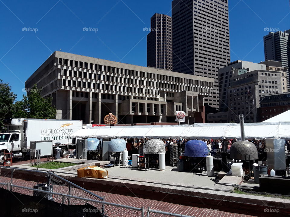 Boston MA Pizza Festival at the Boston City Hall outdoors event.