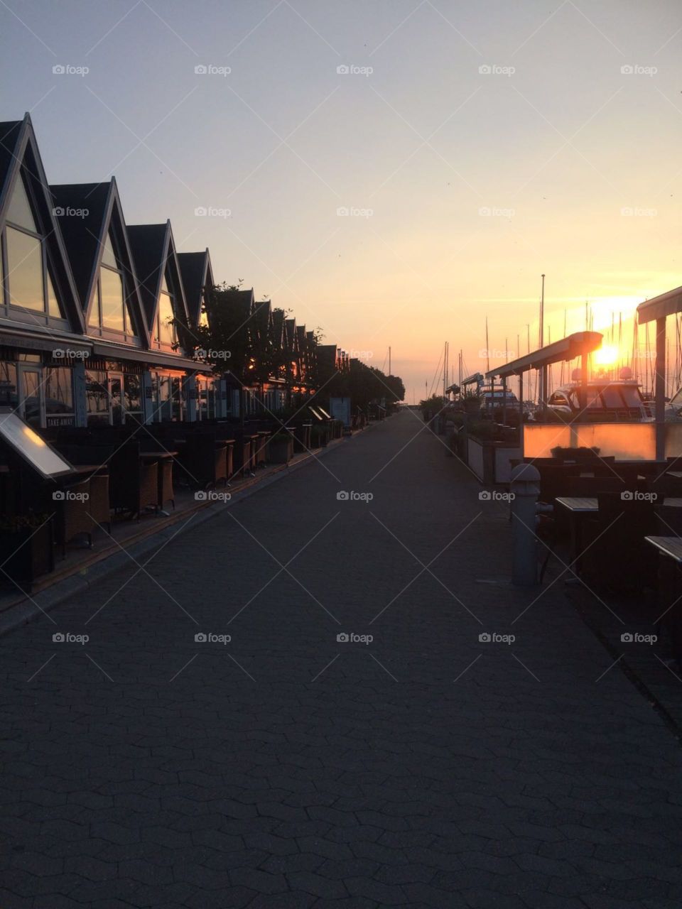 Danish town in sunrise 