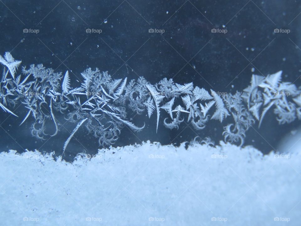 Frost patterns on a window.