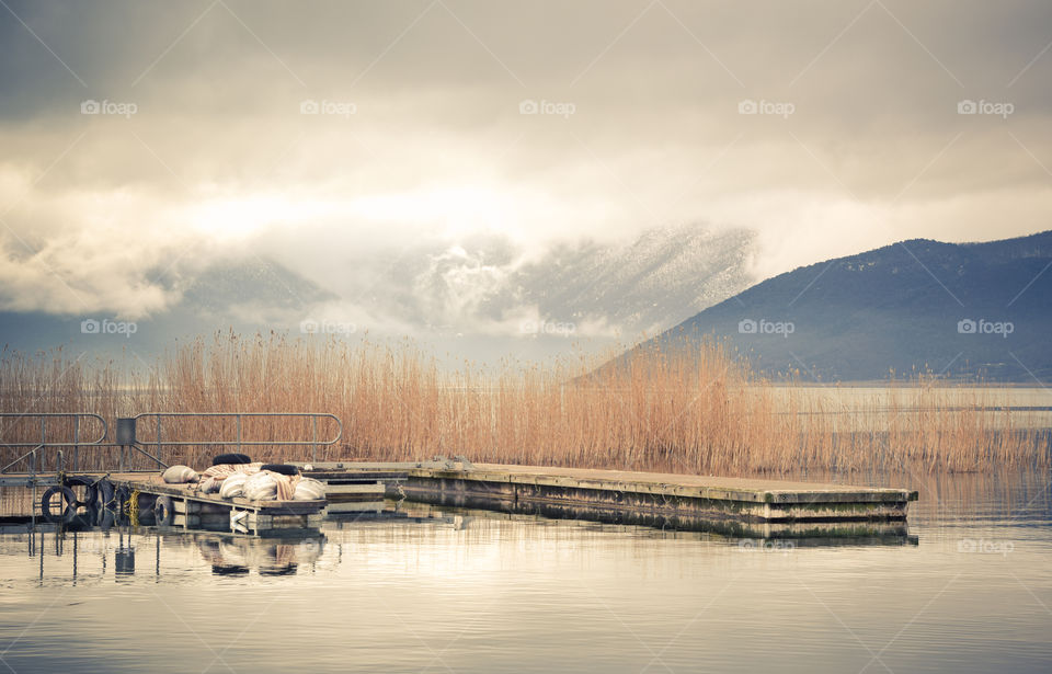 Lake Landscape At Prespes, Florina Region In Greece
