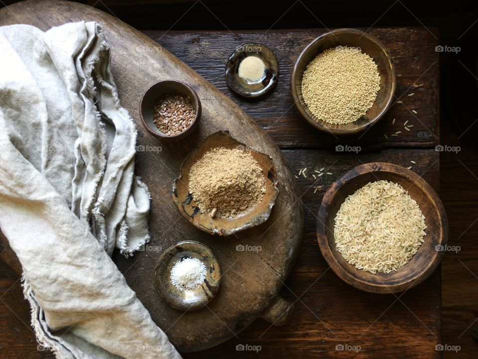 Cooking ingredients on wood table