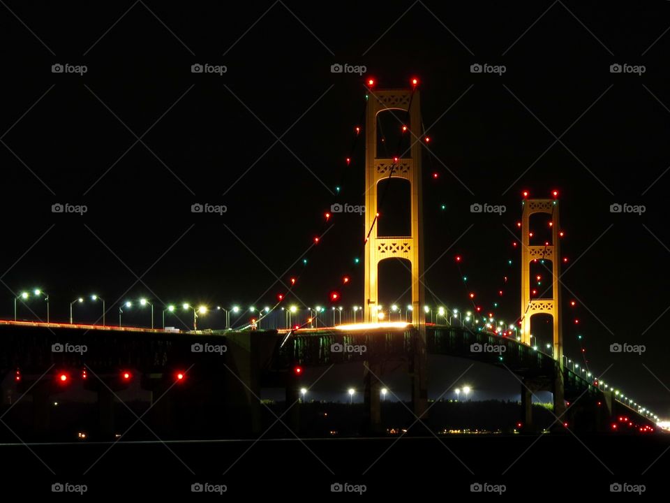 Mackinac Bridge at night. Mackinac Bridge at night
