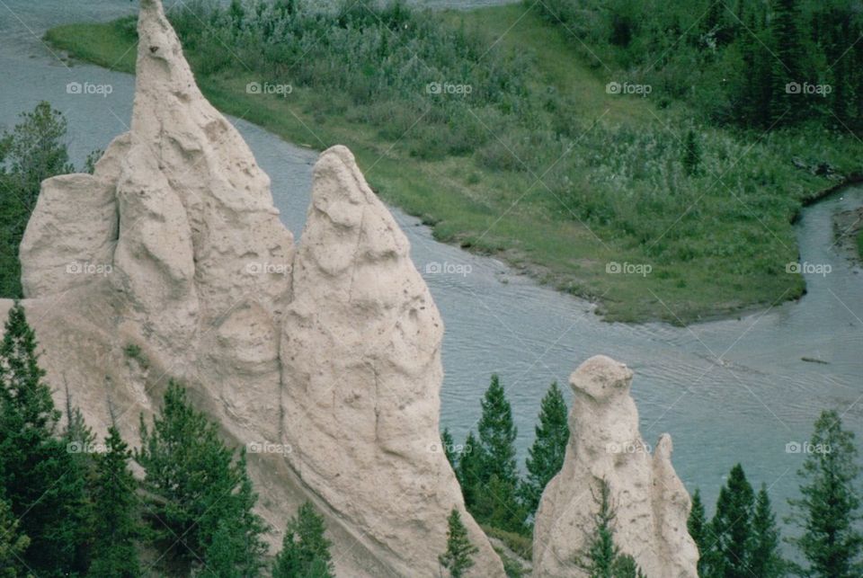 Giant rocks river edge