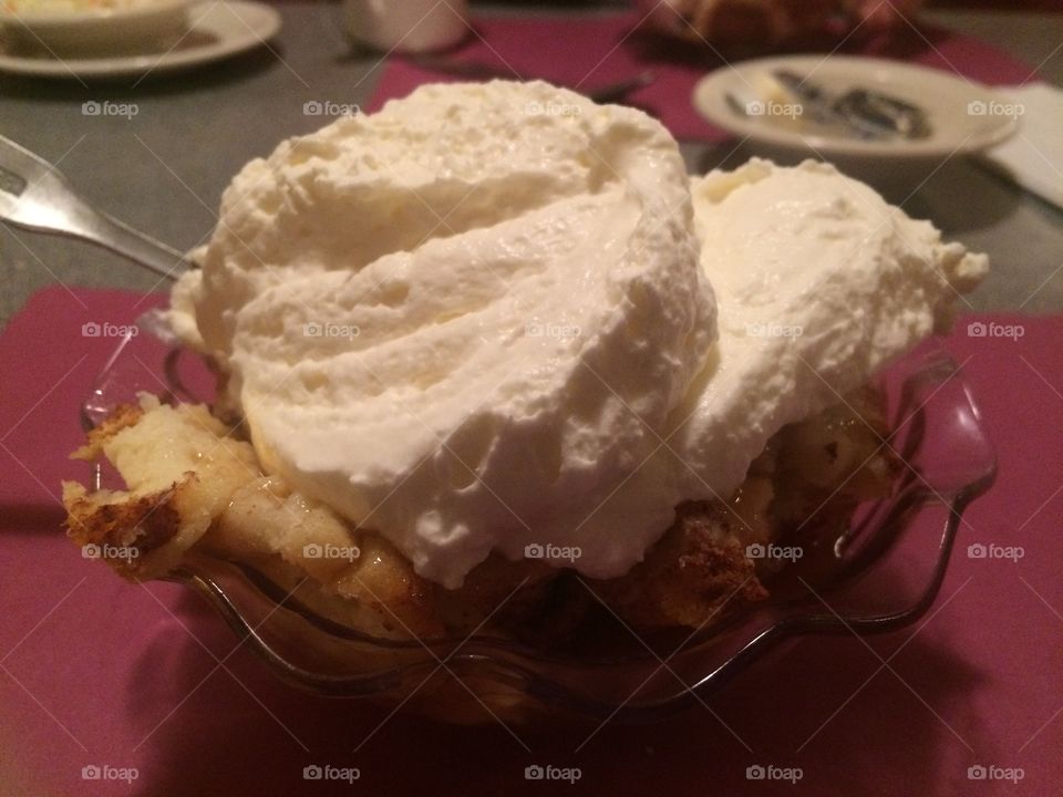 Bread Pudding with Whipped Cream 