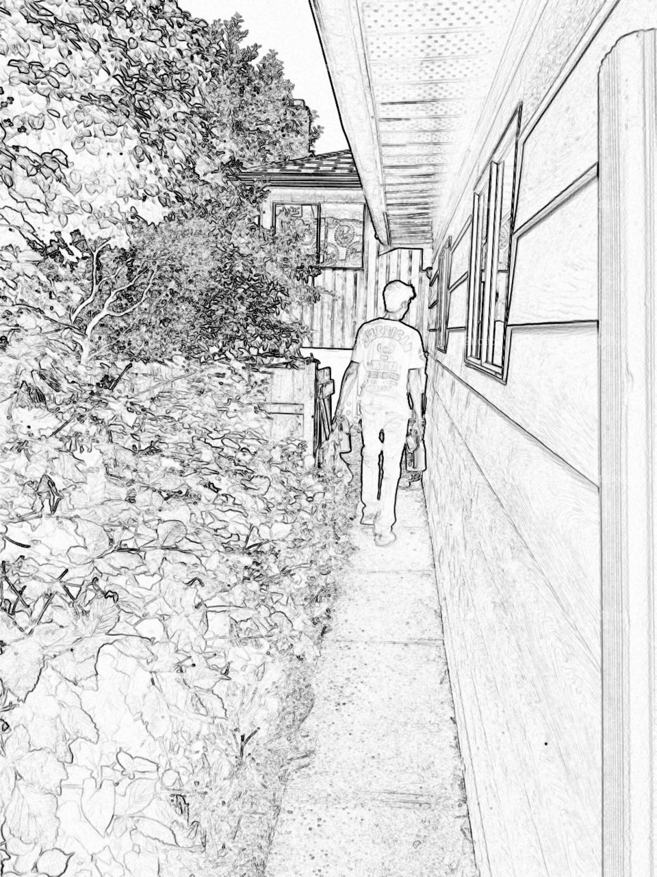 Walking in the yard - digital sketch 