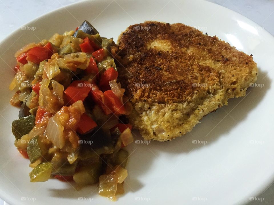 Croquette fish with ratatouille