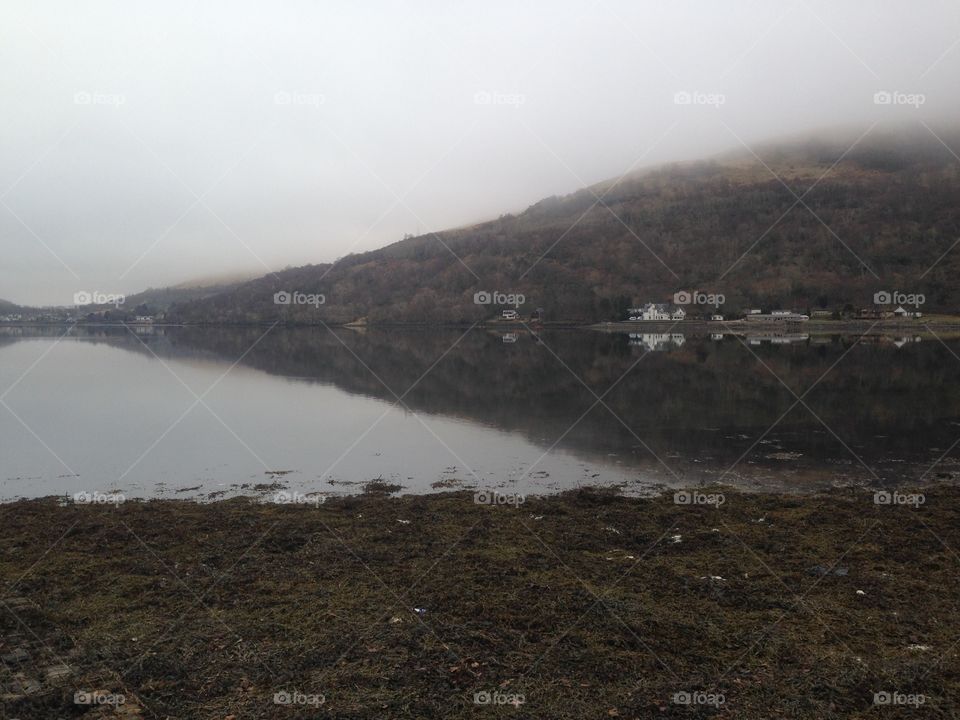 Low cloud over Loch Long, Scotland