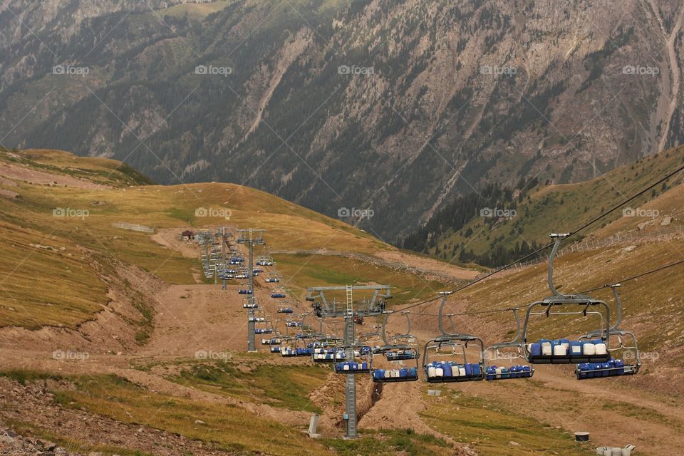 ski elevator in mountains