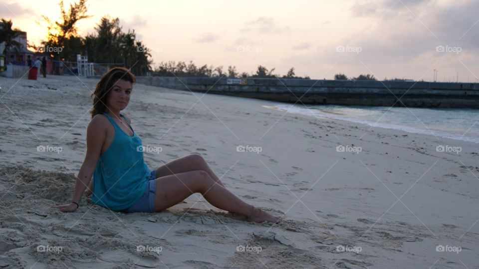 Young woman in Junkano Beach, Nassau, Bahamas