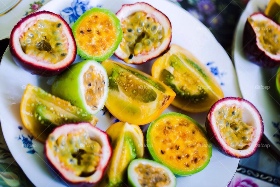 Fruits. beautiful fruit lying on a plate