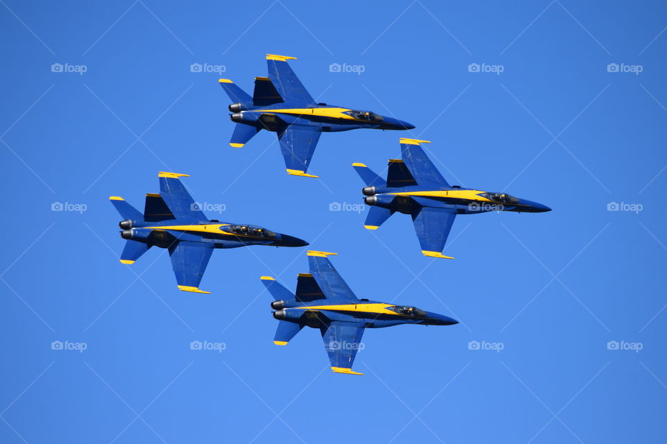 Precision flying by Blue Angels