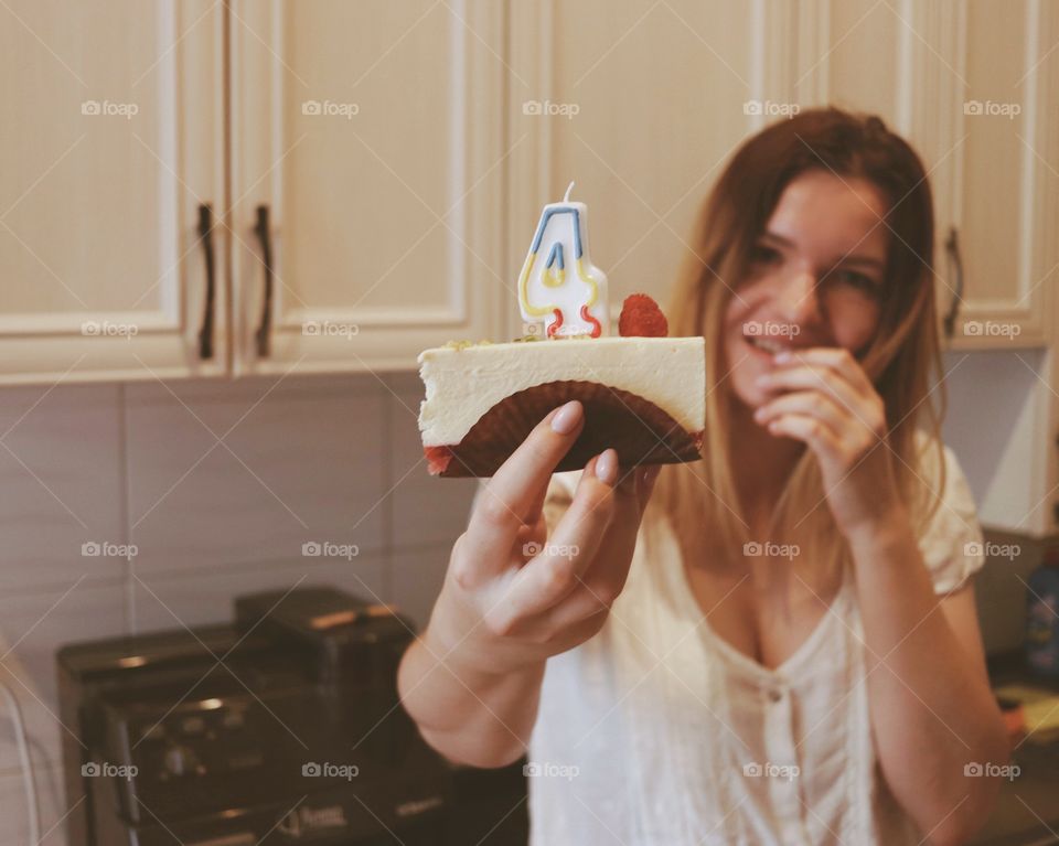 Girl with birthday cake 