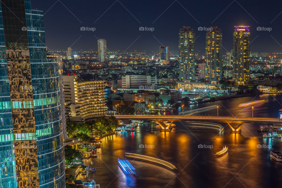 High angle view of bangkok riverside