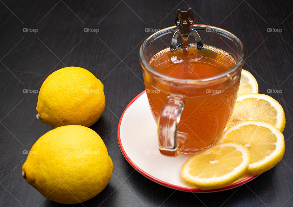 A cup of tasty iced lemon tea
