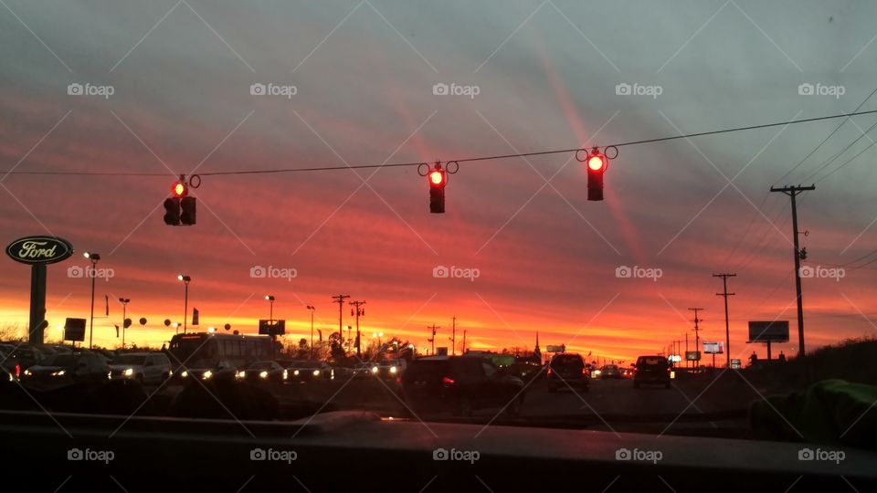 Transportation System, Light, Sunset, Sky, City
