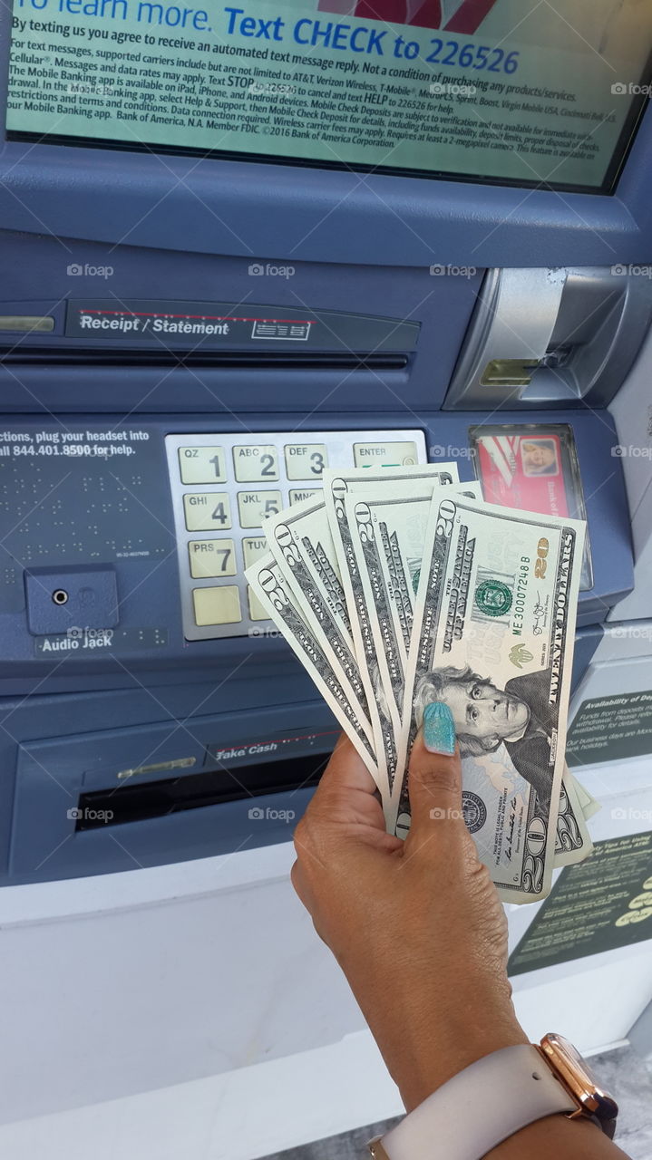 Money cash from ATM machine