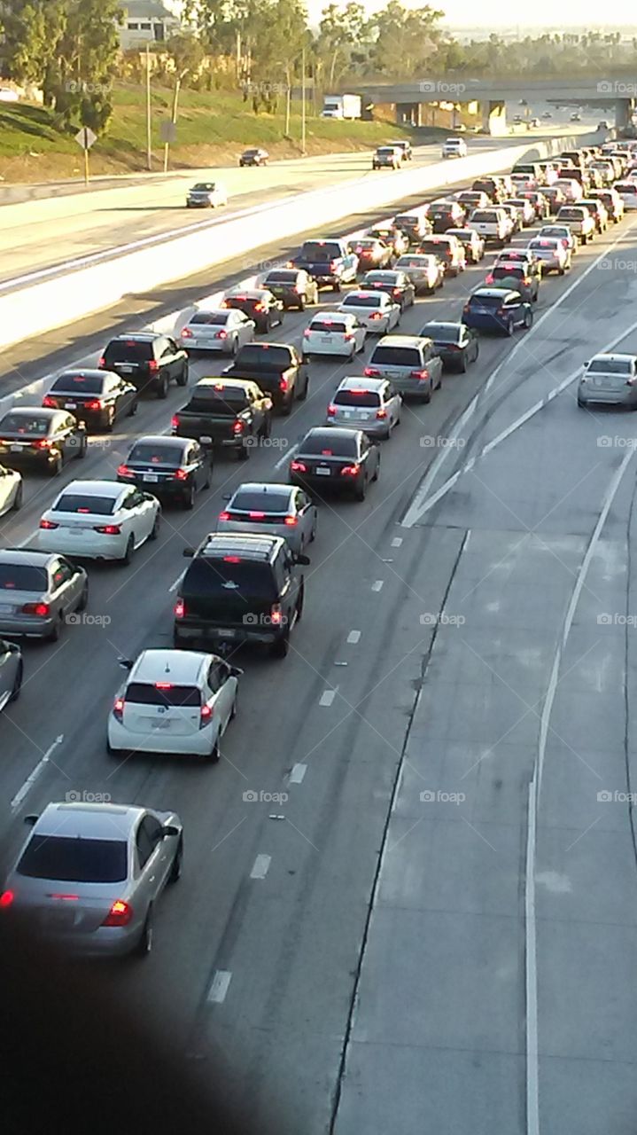 L.A. traffic. the slow wait home. no rush driving .