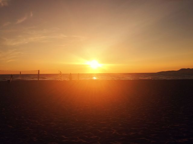 beautiful sunset, beach and sea