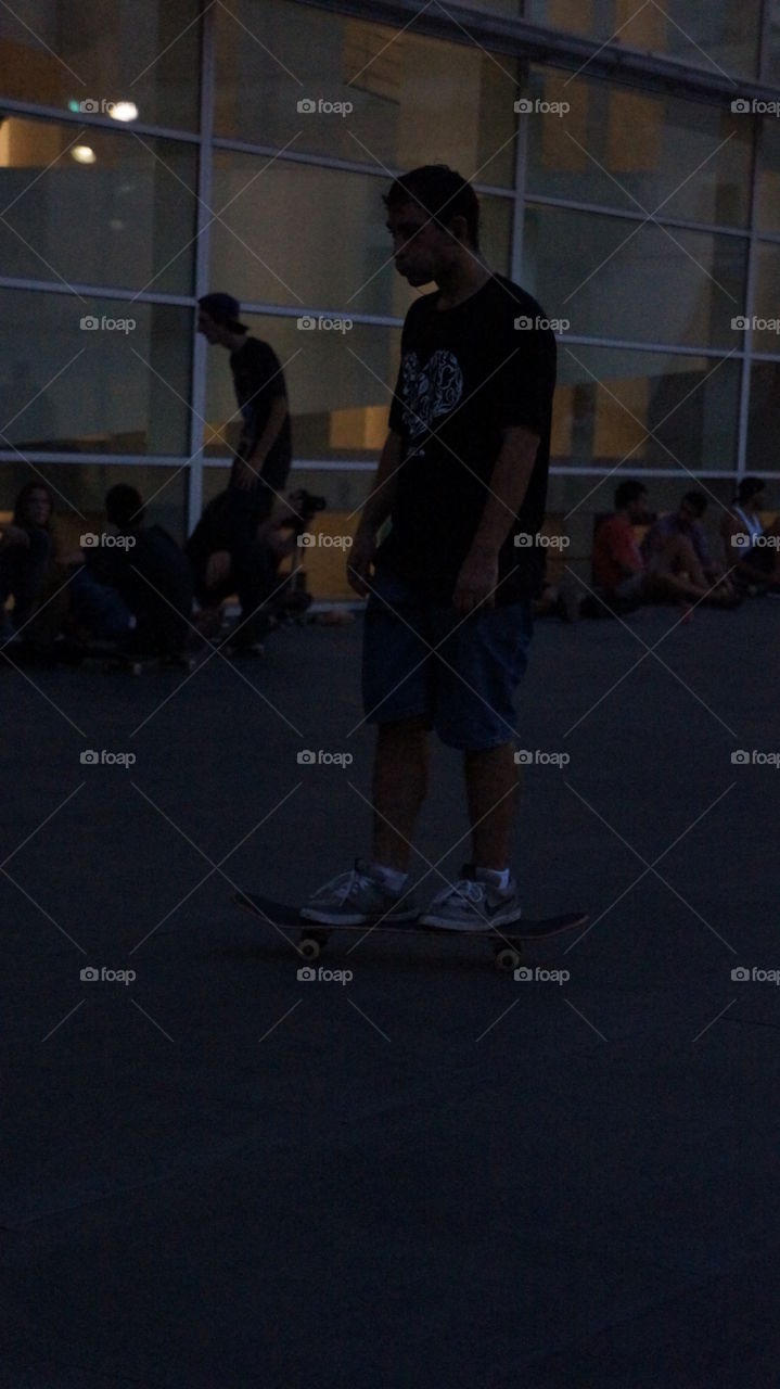 Skaters in the MACBA square. Barcelona 